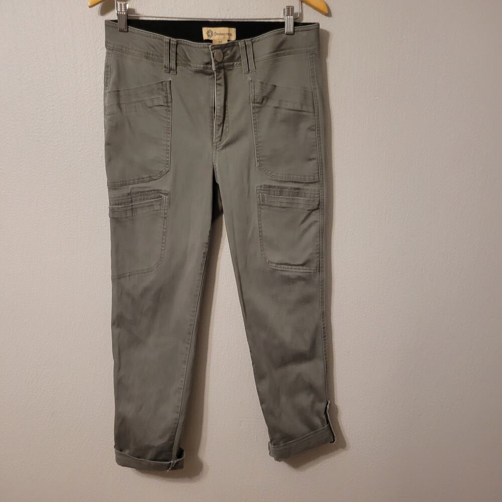 Democracy Ab Technology Womens Cargo Pants Size 10 Green Straight Leg Cropped